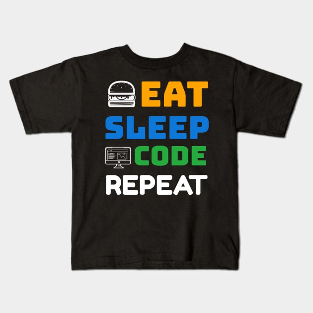 Programmer: Eat, Sleep, Code, Repeat Kids T-Shirt by Cyber Club Tees